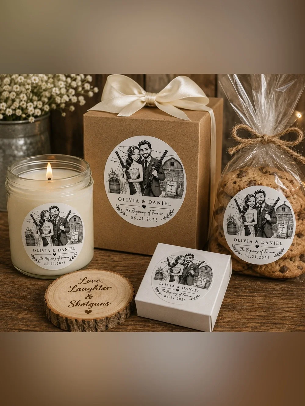 500 Custom Wedding Caricature Stickers Bride Groom Favor Labels
